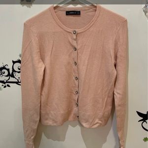 Zara Crystal Buttons Pink Cardigan